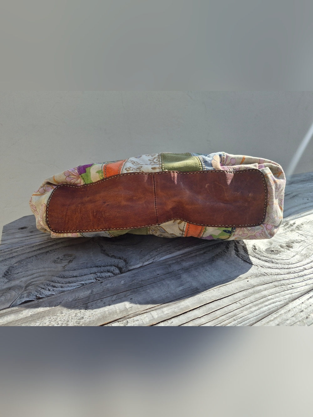 Fossil Patchwork Floral Multicolor Shoulder Bag - Brown Straps - Picture 12 of 13